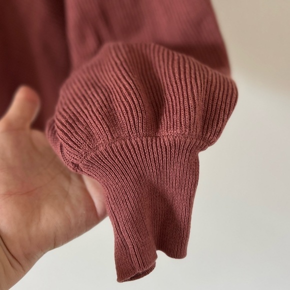 1. State Bubble Balloon Sleeve Ribbed V-Neck Terra Earth Sweater XL - Picture 8 of 16